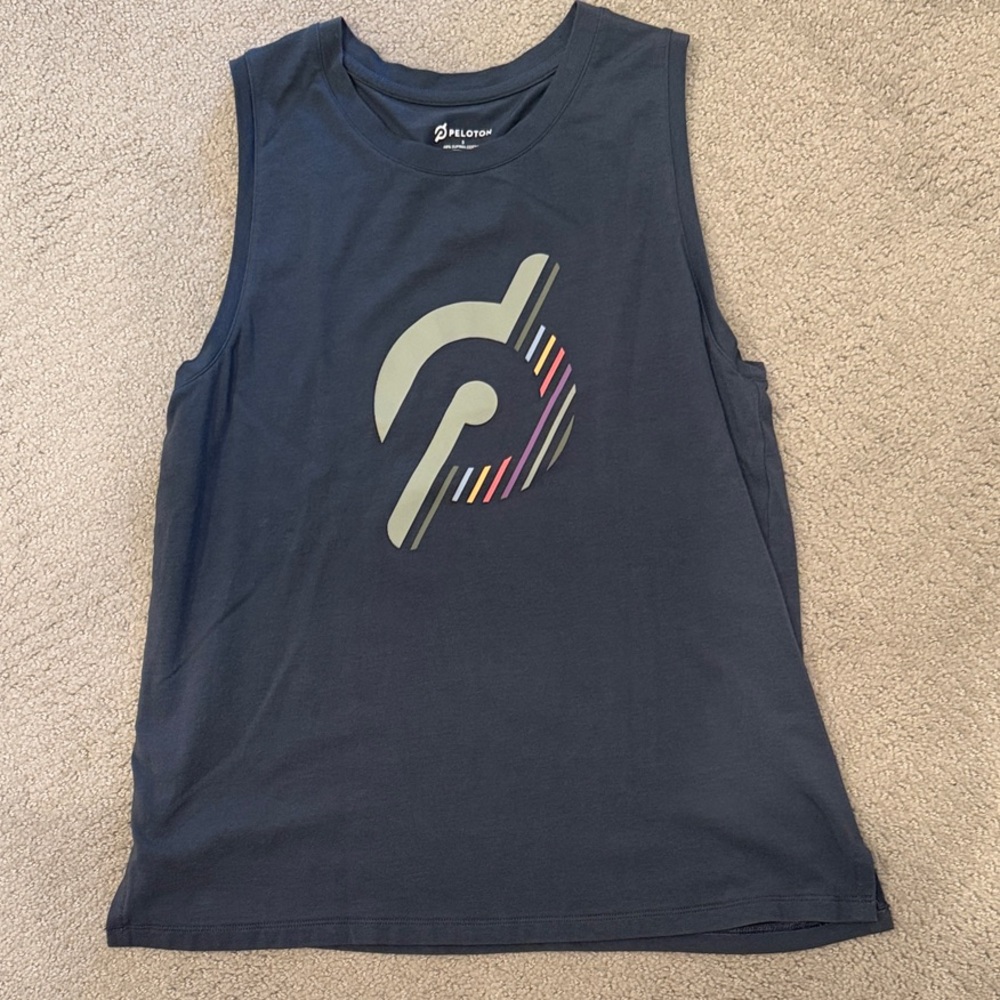 Peloton Navy Muscle Tee with Logo